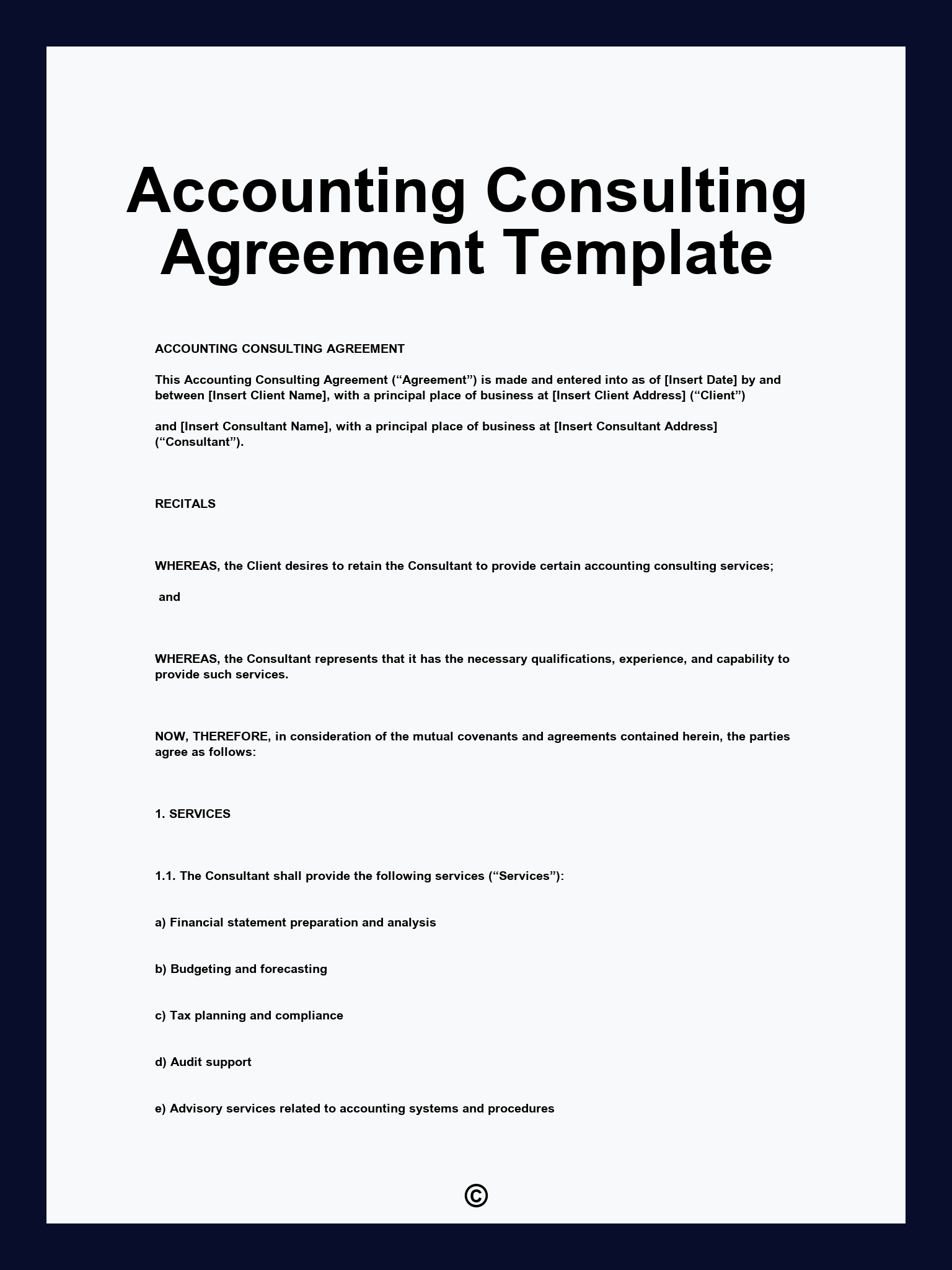 Accounting Consulting Agreement Template