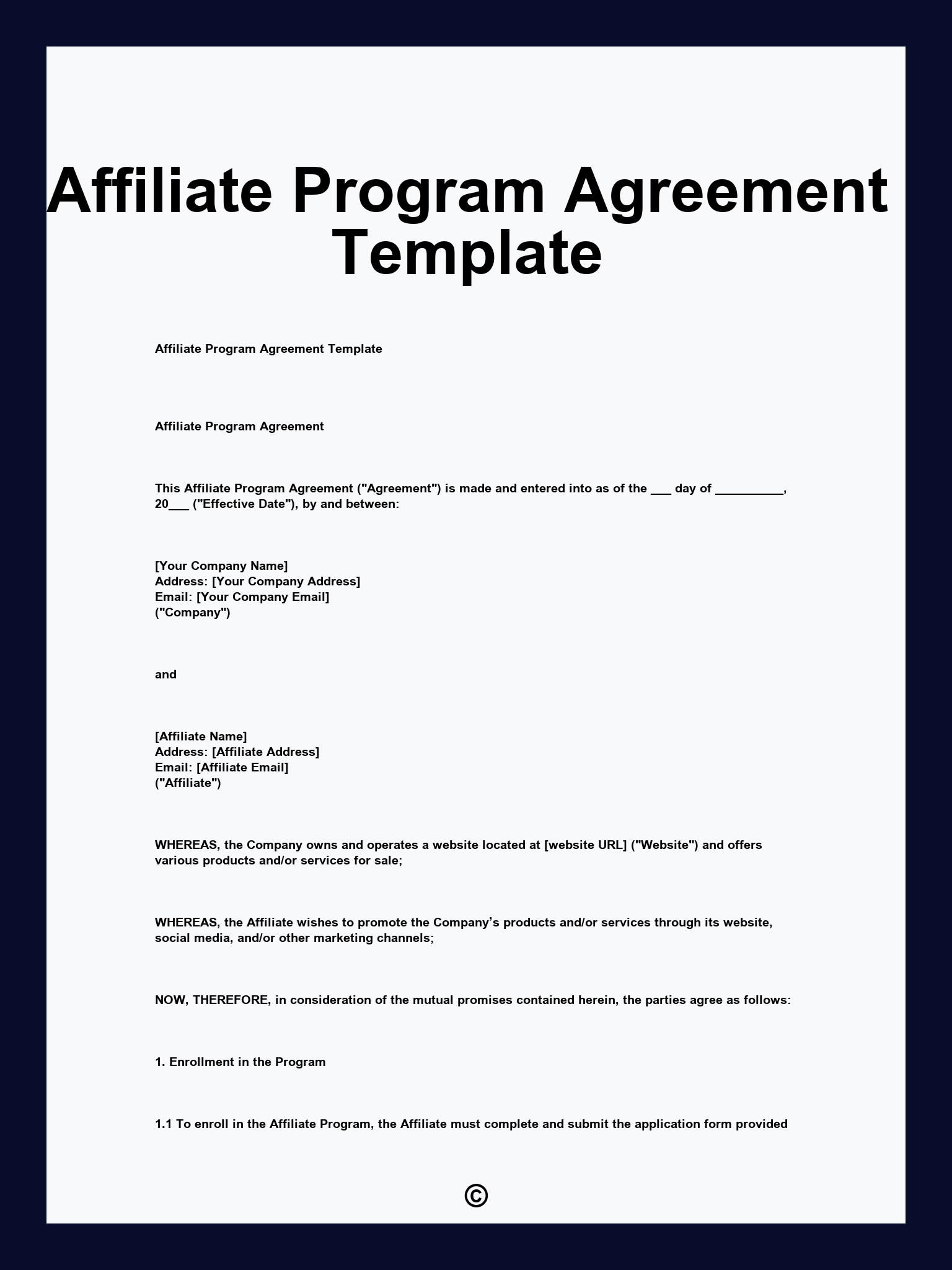 Affiliate Program Agreement Template