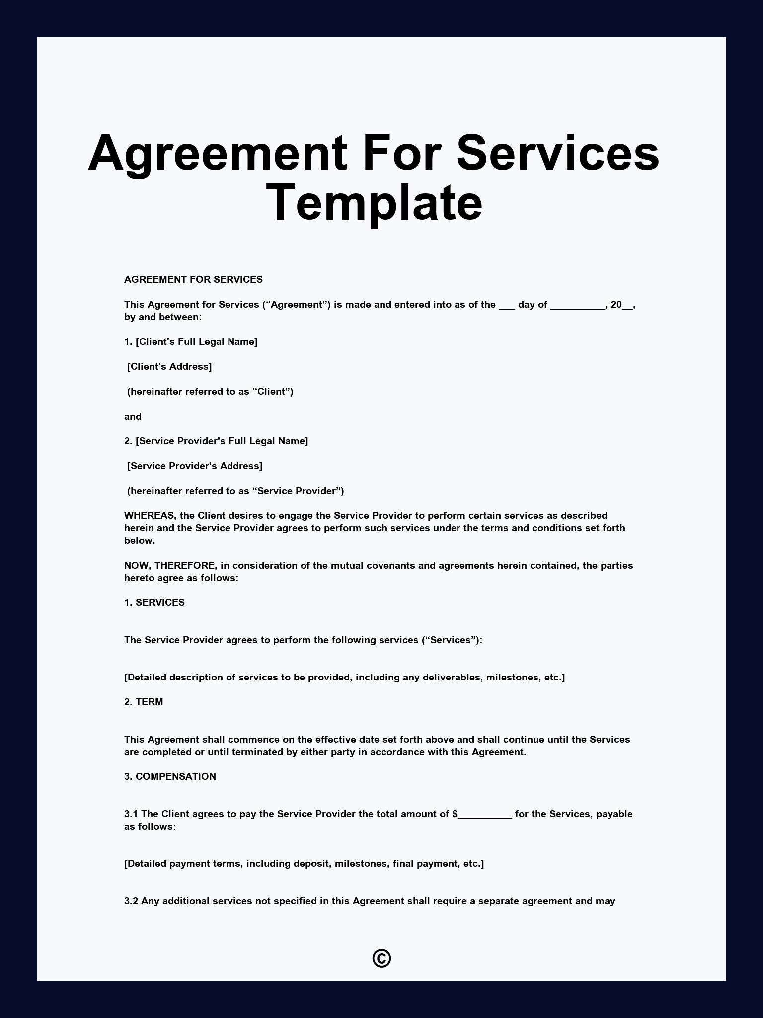 Agreement For Services Template