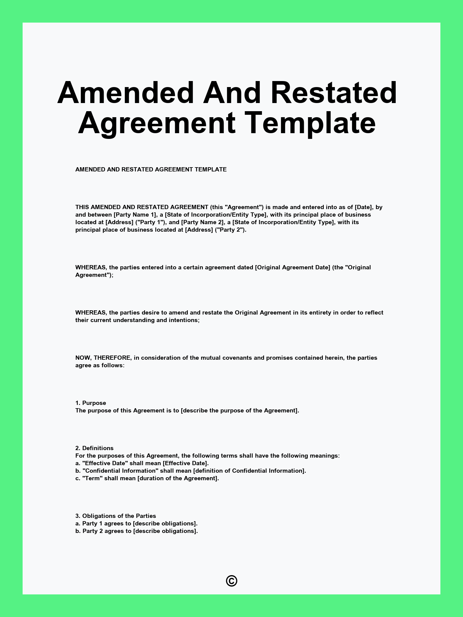 Amended And Restated Agreement Template