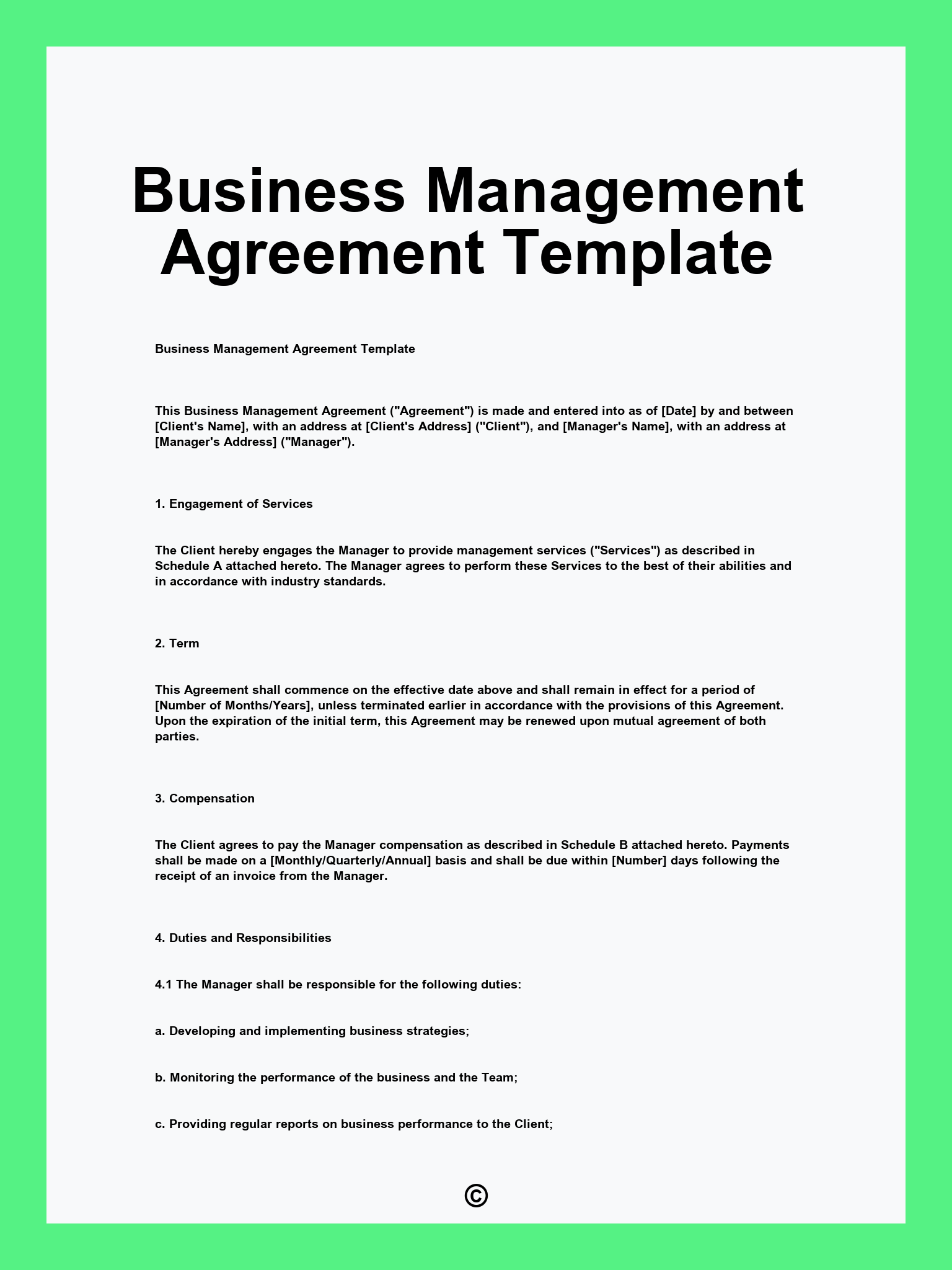 Business Management Agreement Template