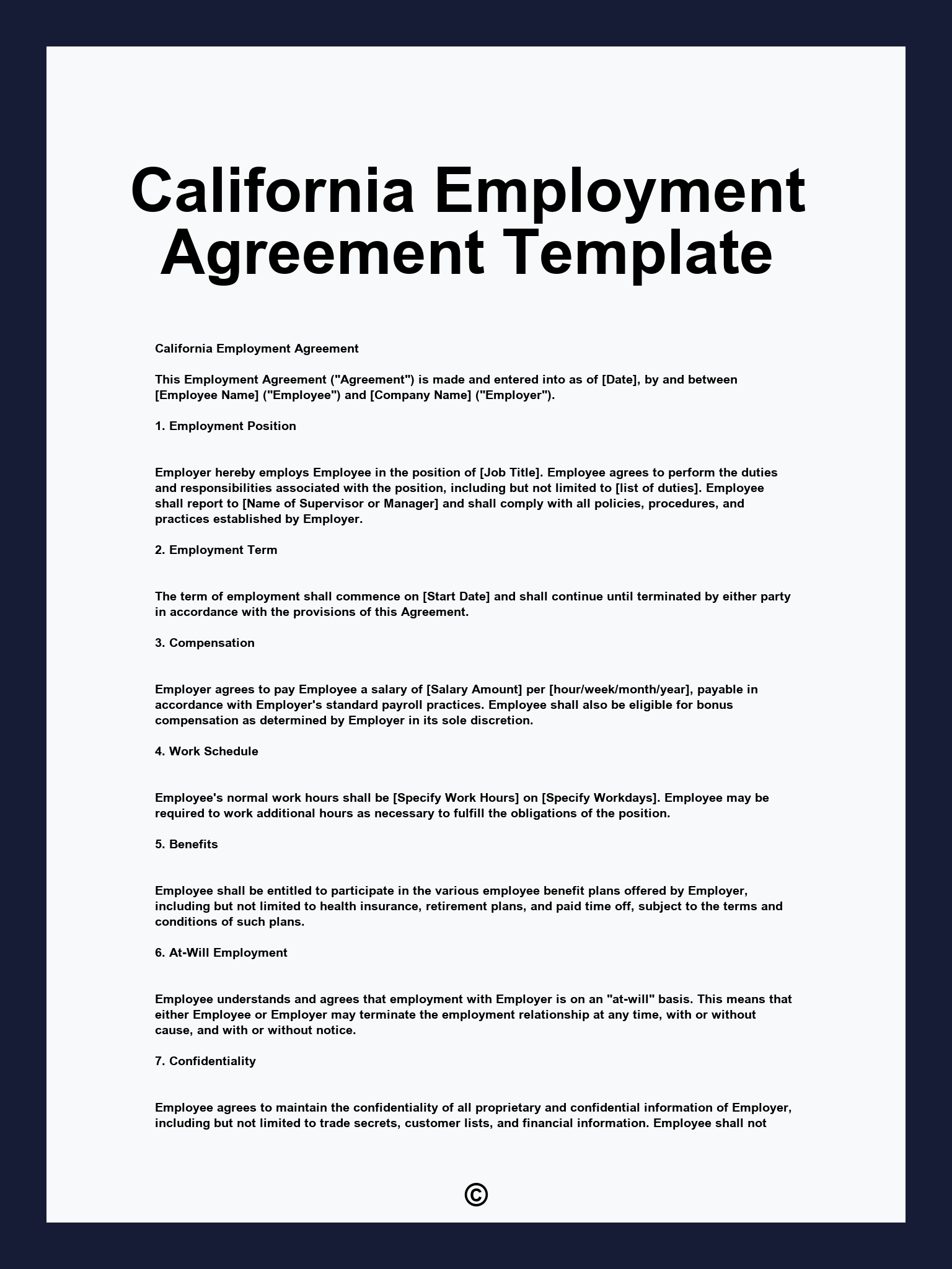 California Employment Agreement Template