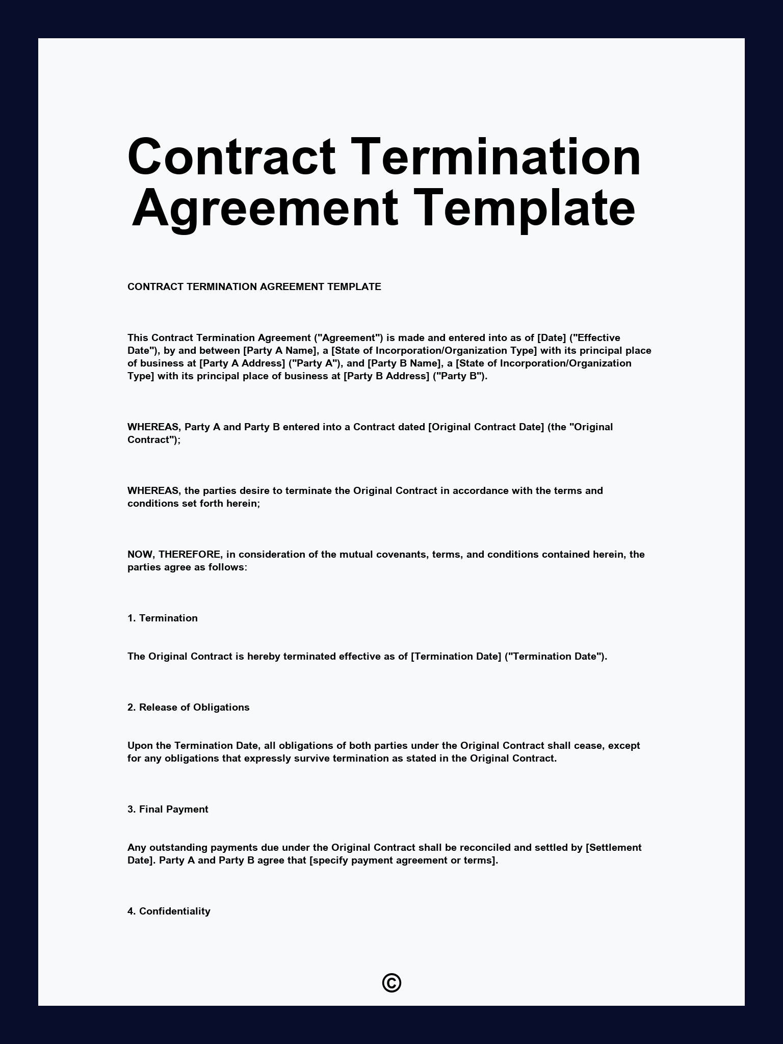 Contract Termination Agreement Template