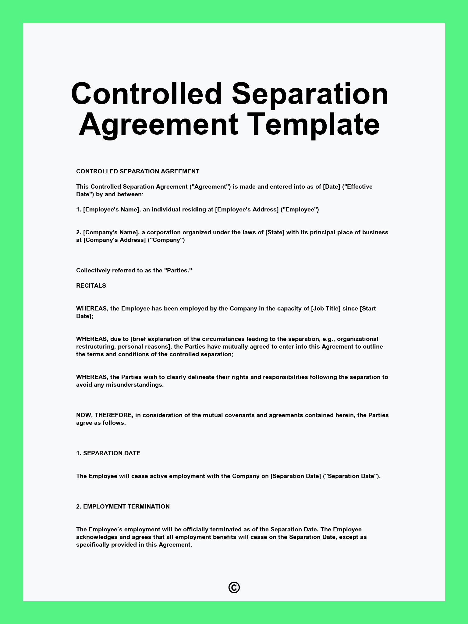 Controlled Separation Agreement Template