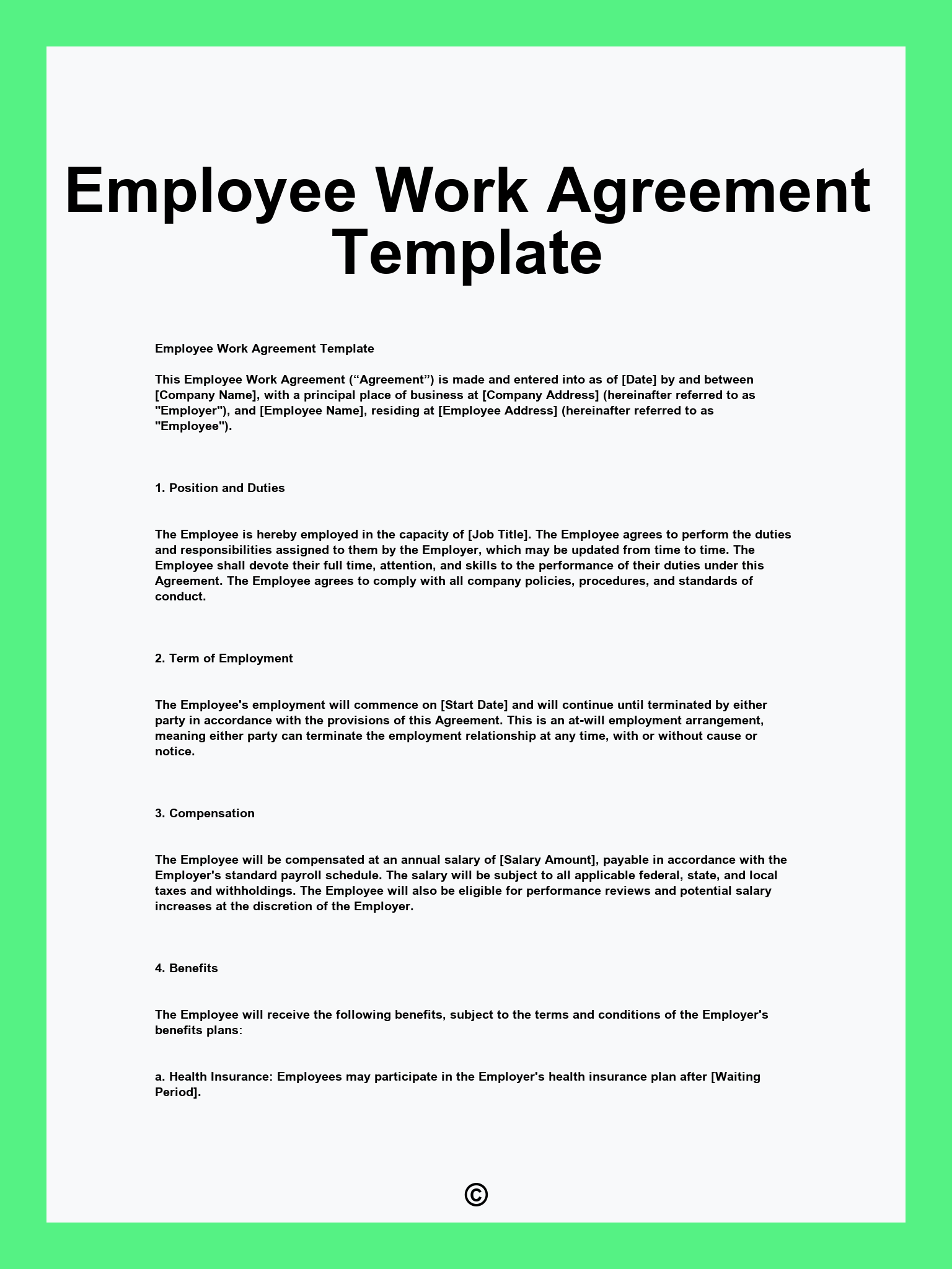 Employee Work Agreement Template