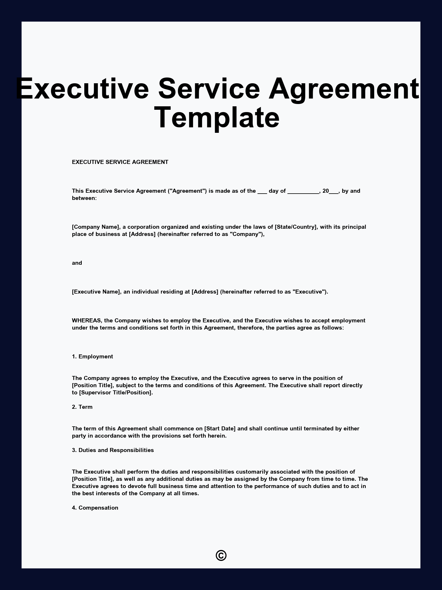 Executive Service Agreement Template