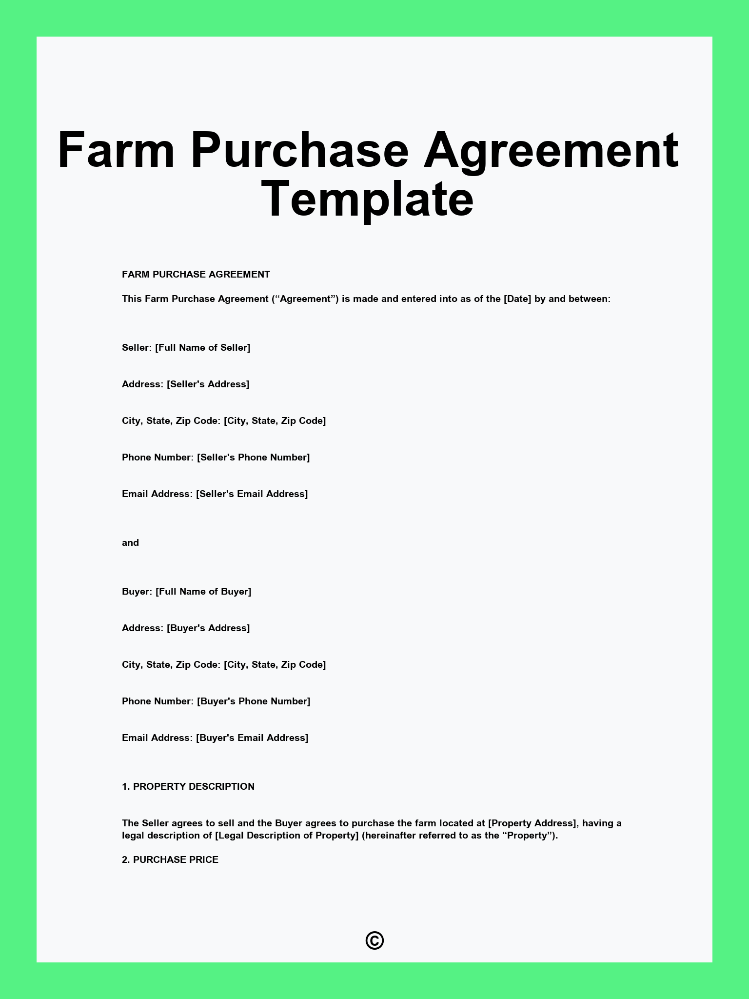 Farm Purchase Agreement Template