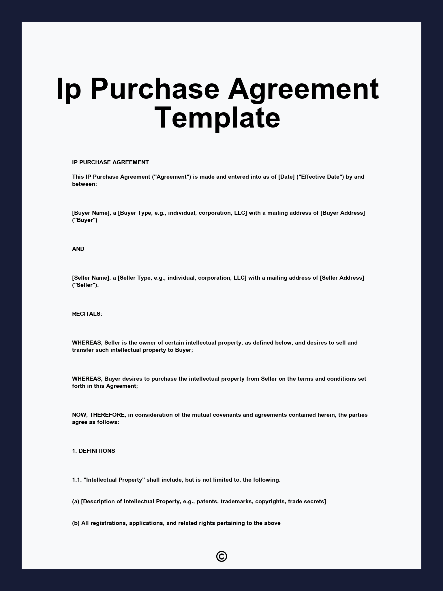 Ip Purchase Agreement Template