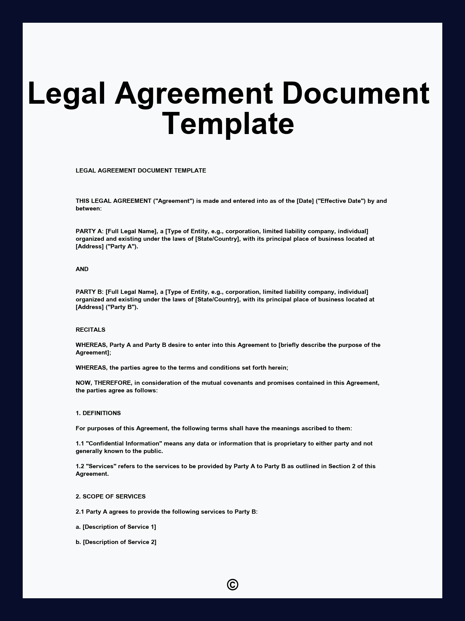 Legal Agreement Document Template