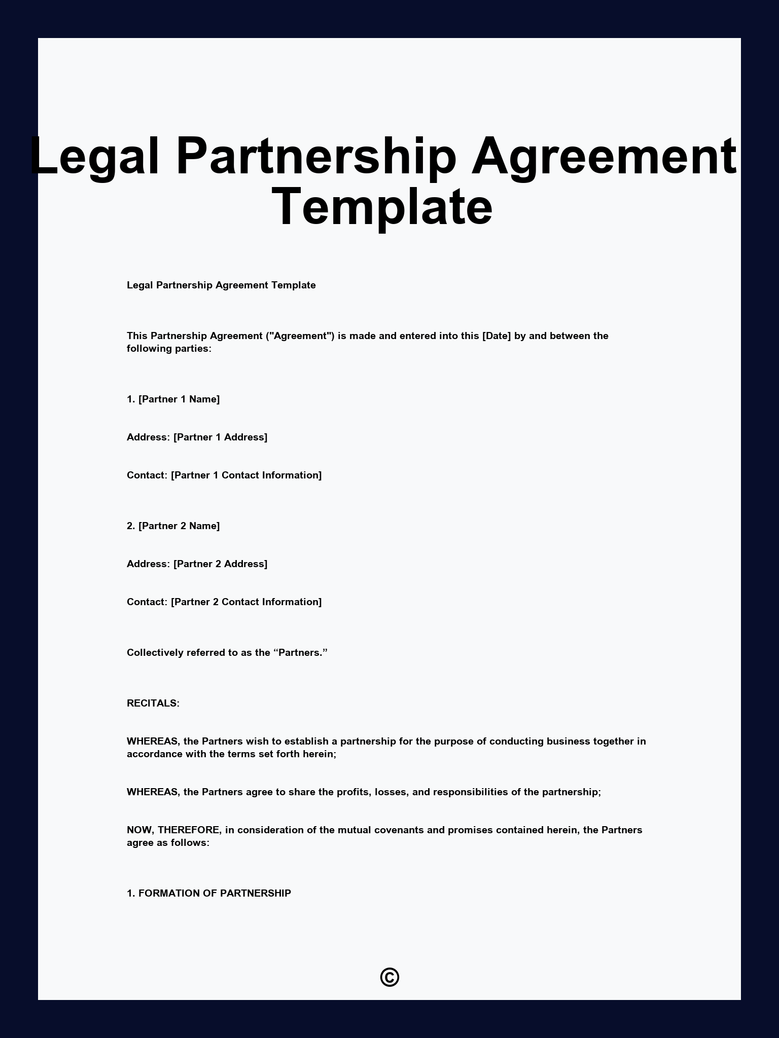 Legal Partnership Agreement Template