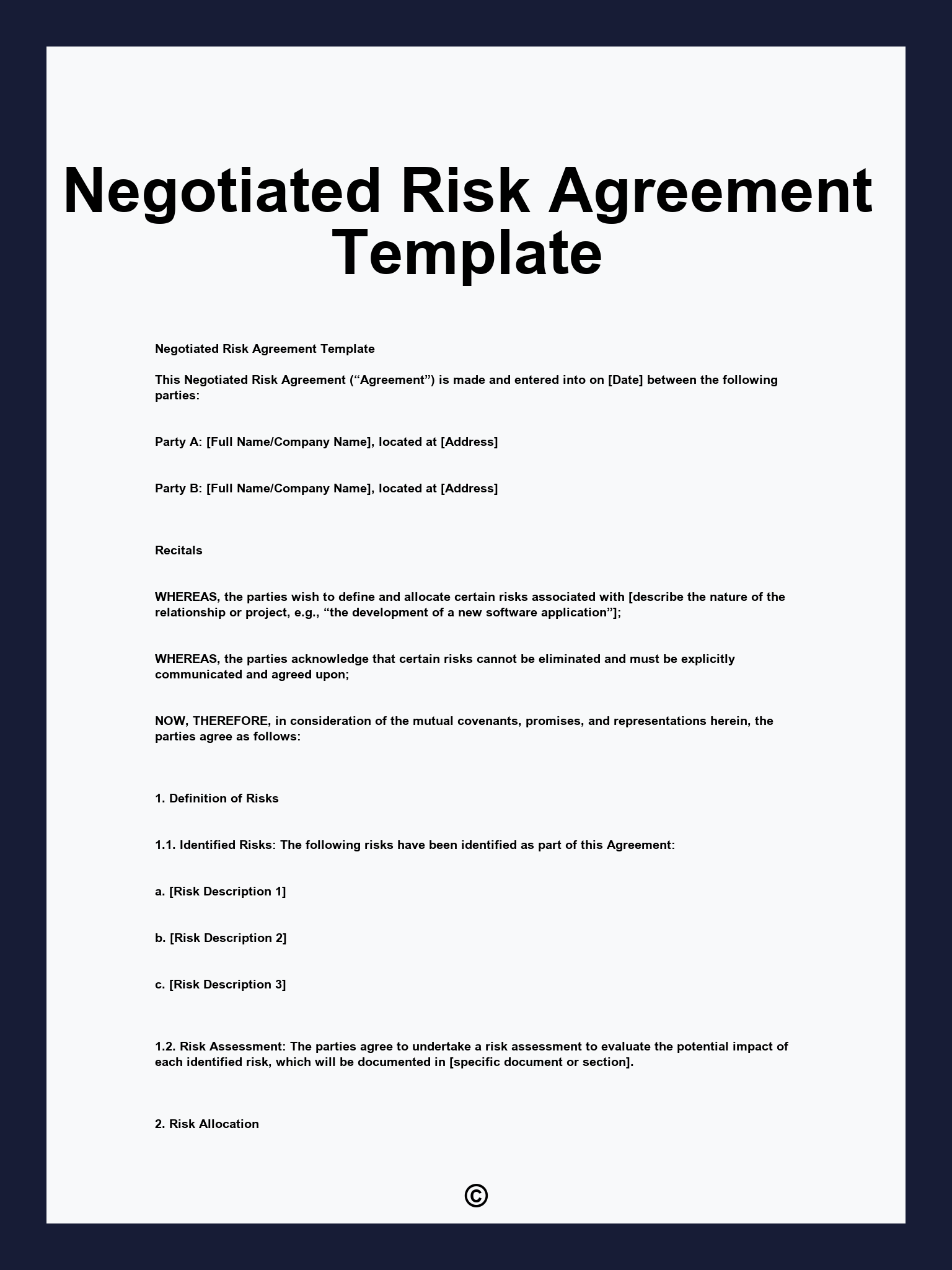 Negotiated Risk Agreement Template