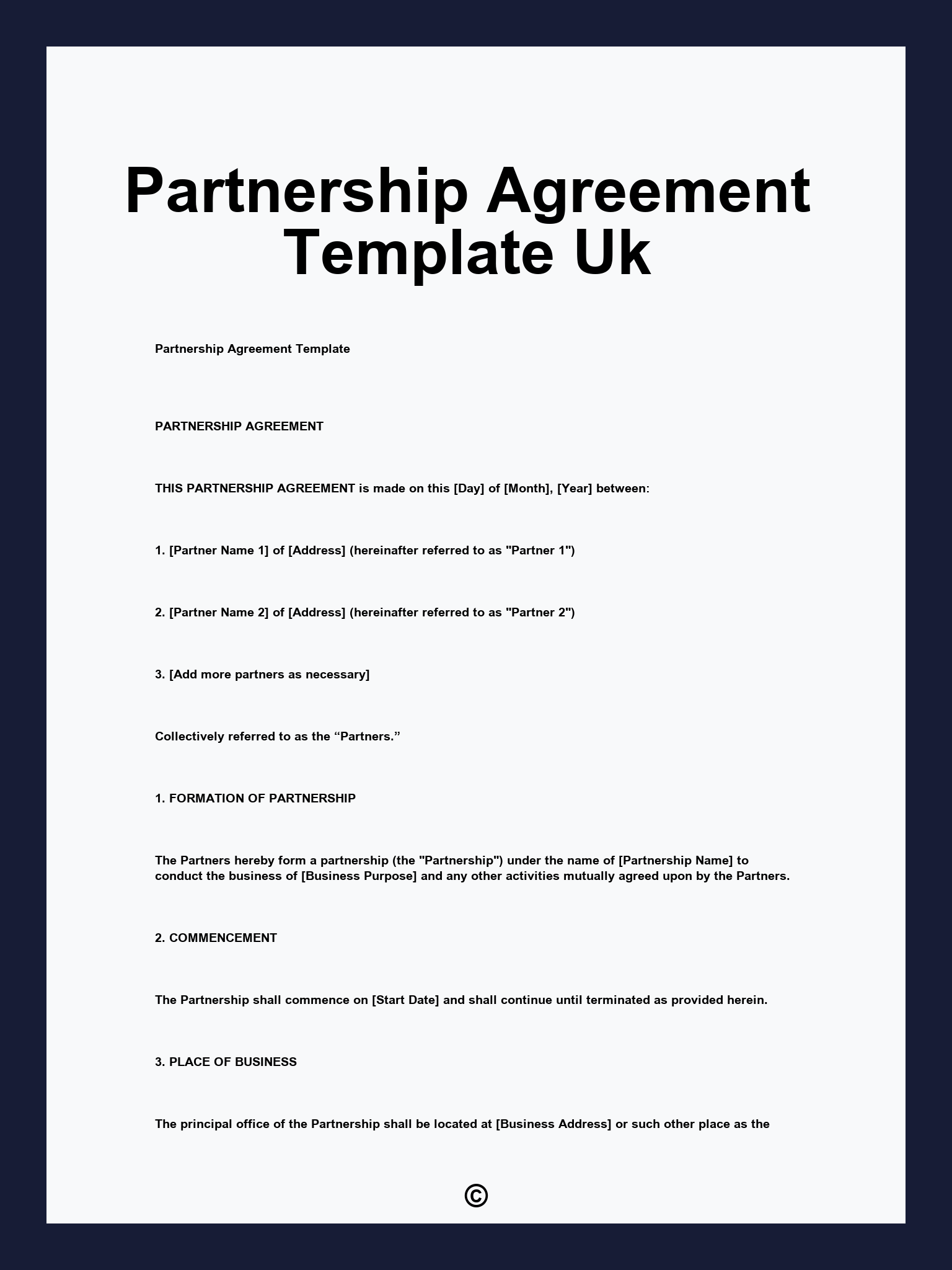 Partnership Agreement Template Uk