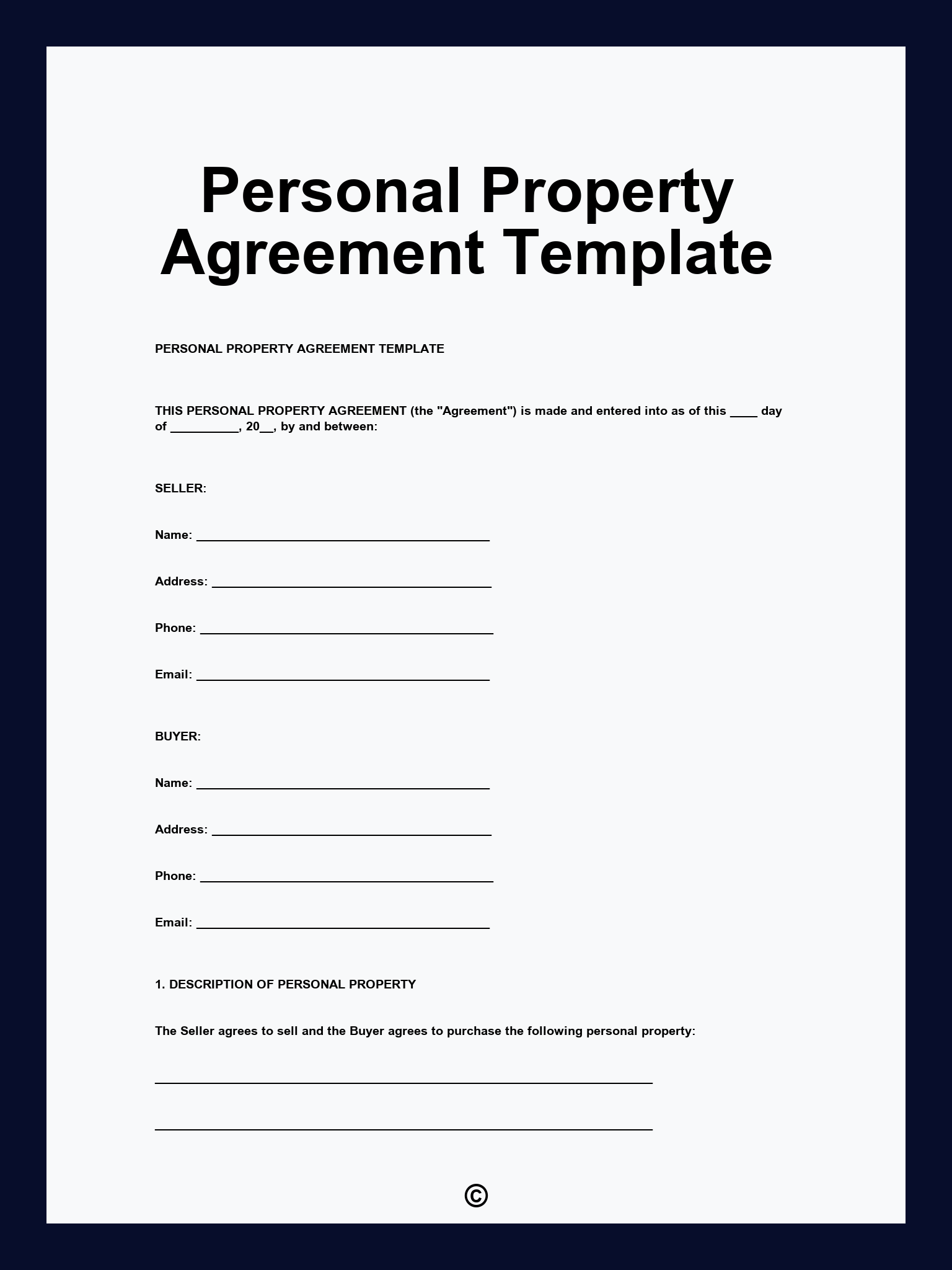 Personal Property Agreement Template