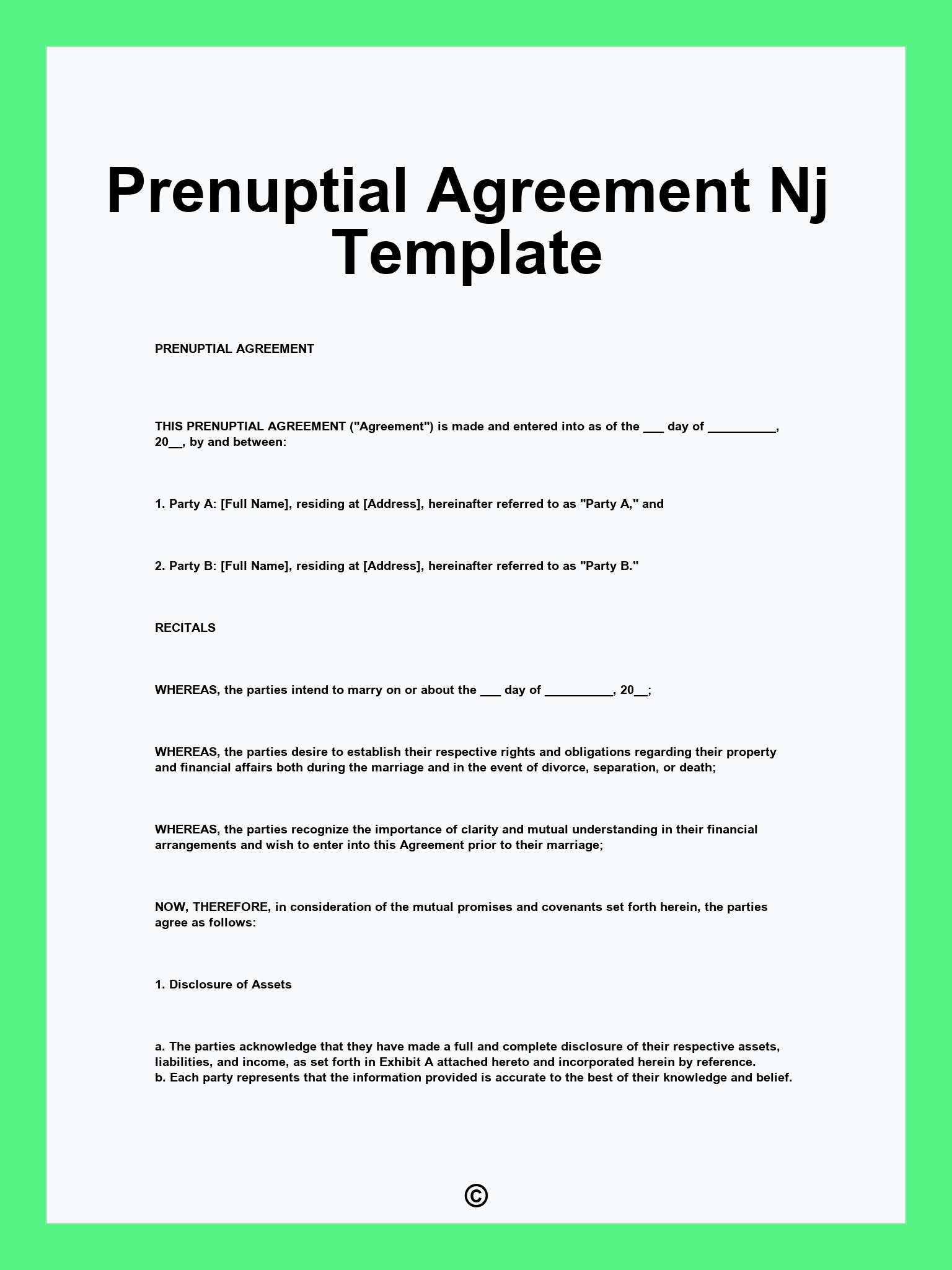 Prenuptial Agreement Nj Template