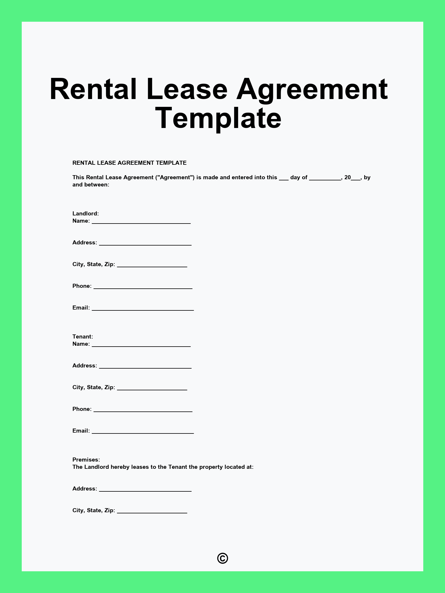 Rental Lease Agreement Template