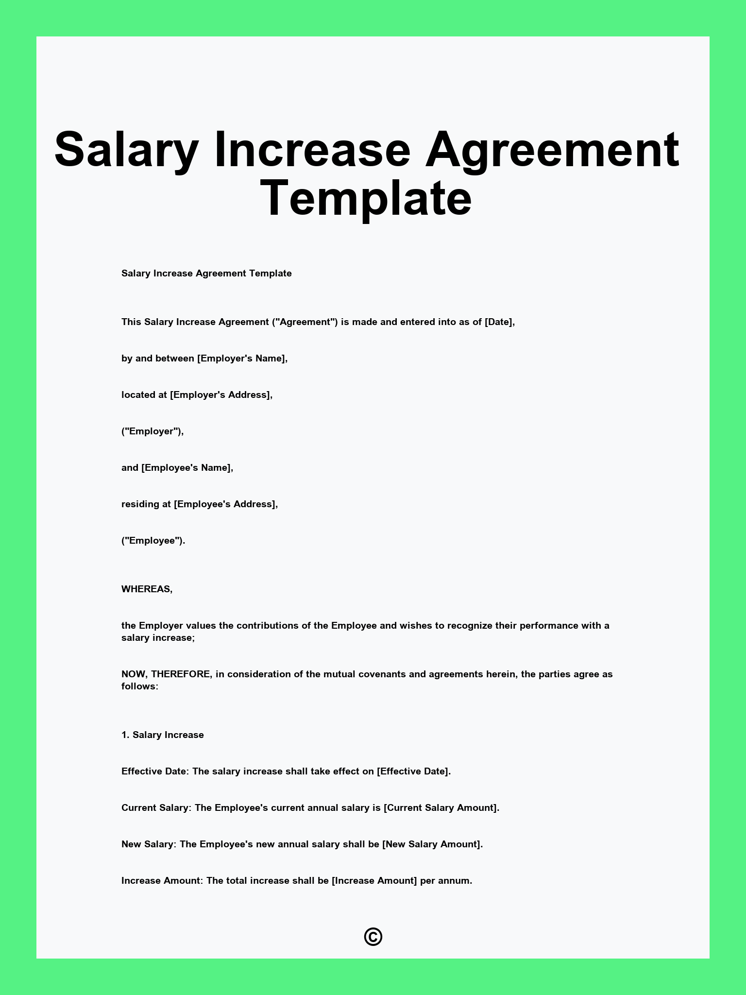 Salary Increase Agreement Template