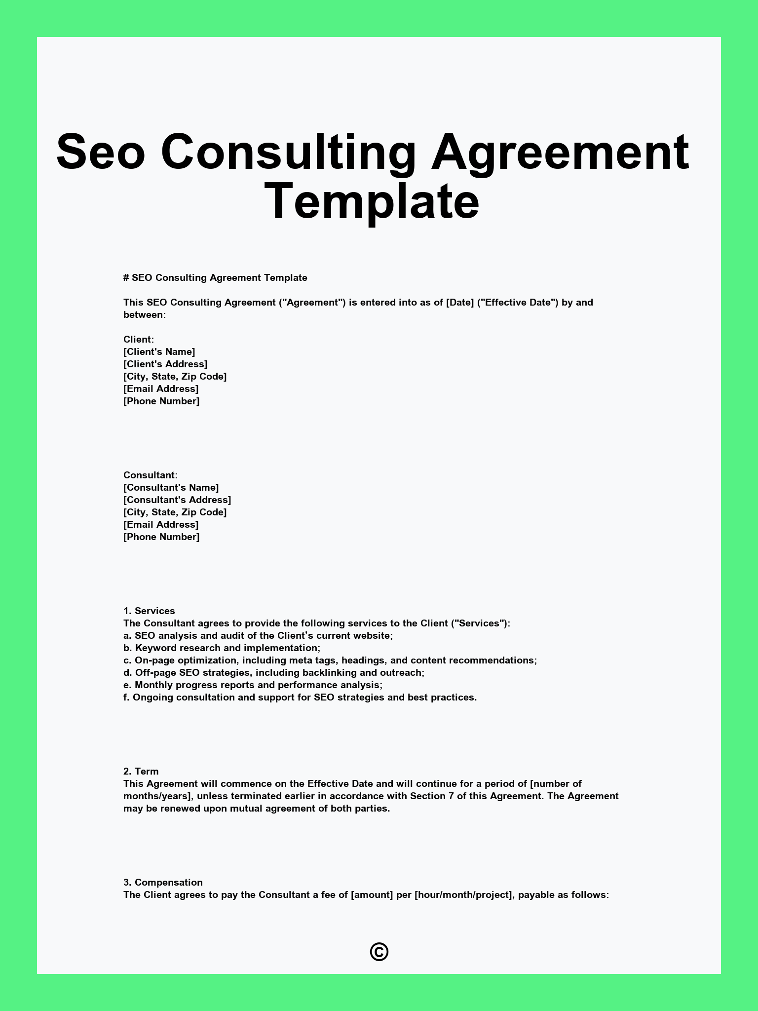 Seo Consulting Agreement Template