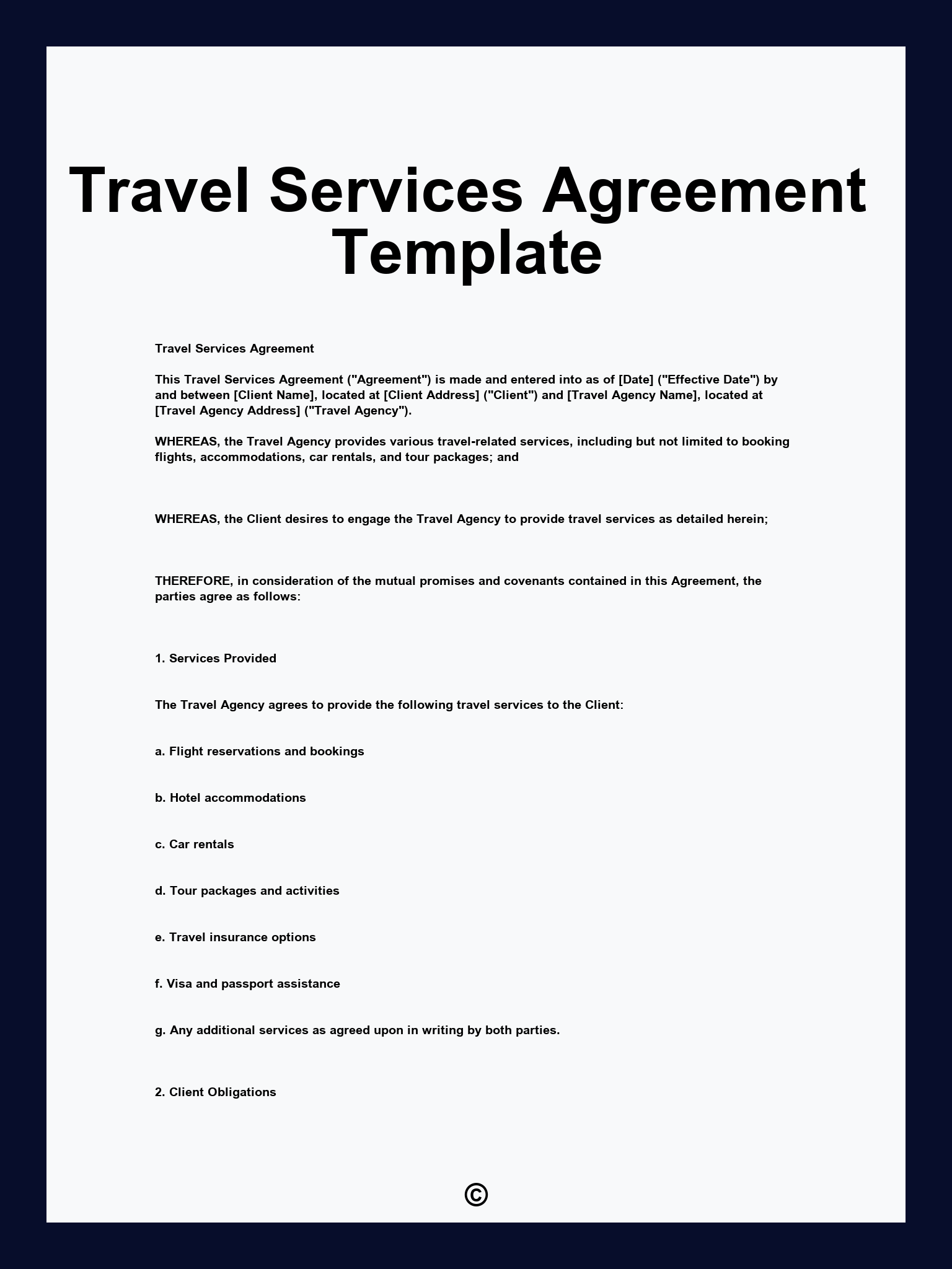 Travel Services Agreement Template