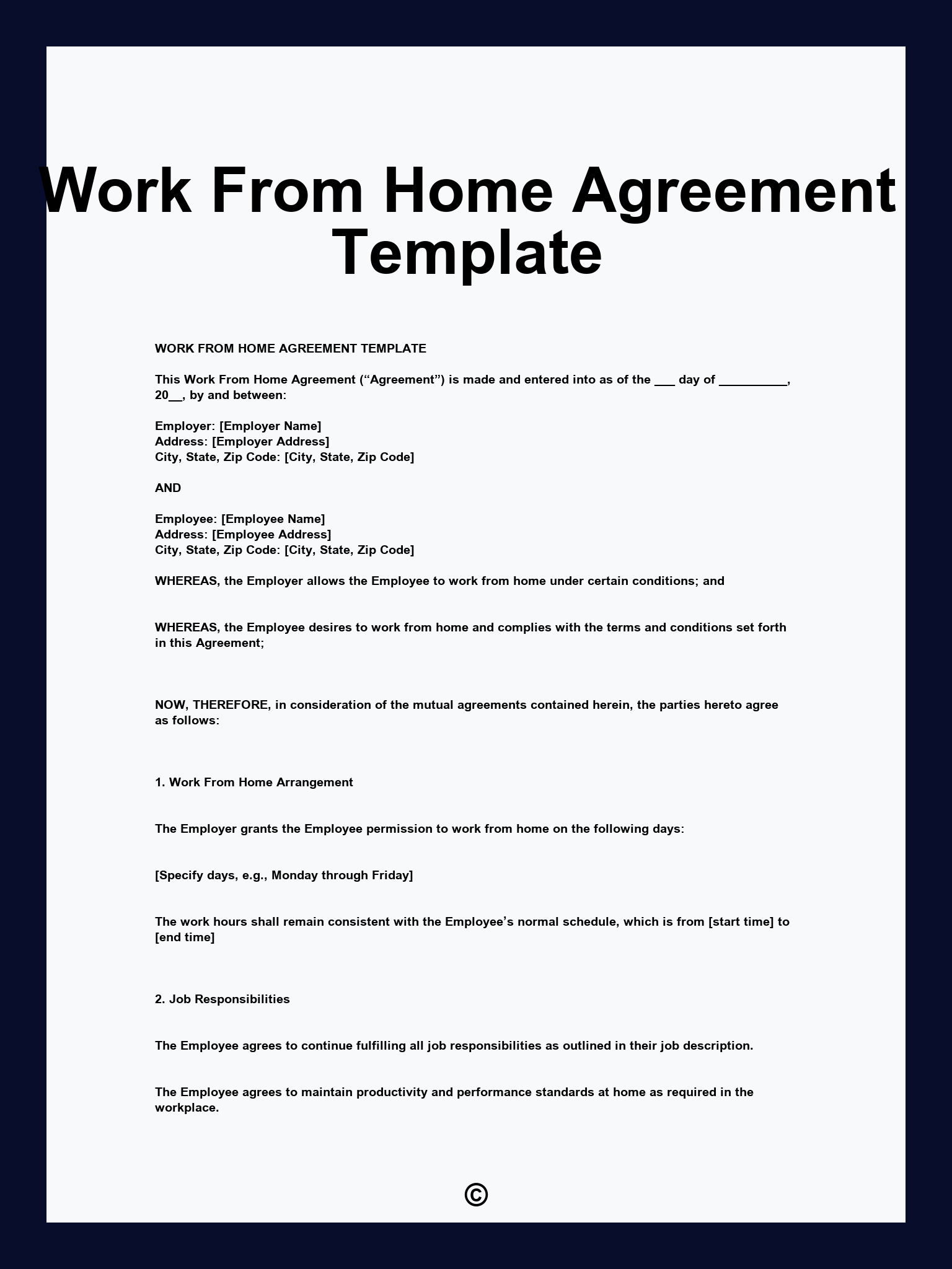 Work From Home Agreement Template